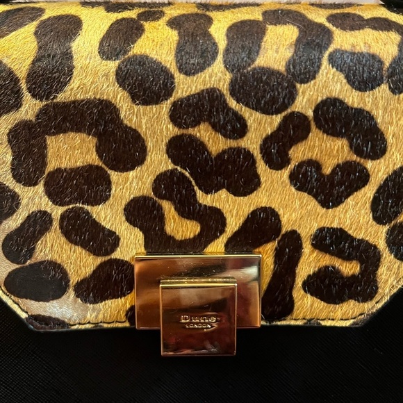 Dune London Leopard Black Half Calf Hair Bag Gold Closure - Picture 6 of 10